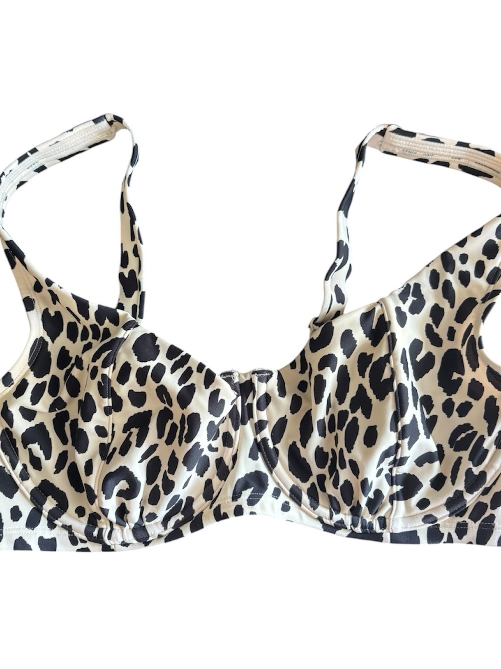 D/DD Kona Sol Black and Cream Leopard Print Underwire Bikini Top Bra